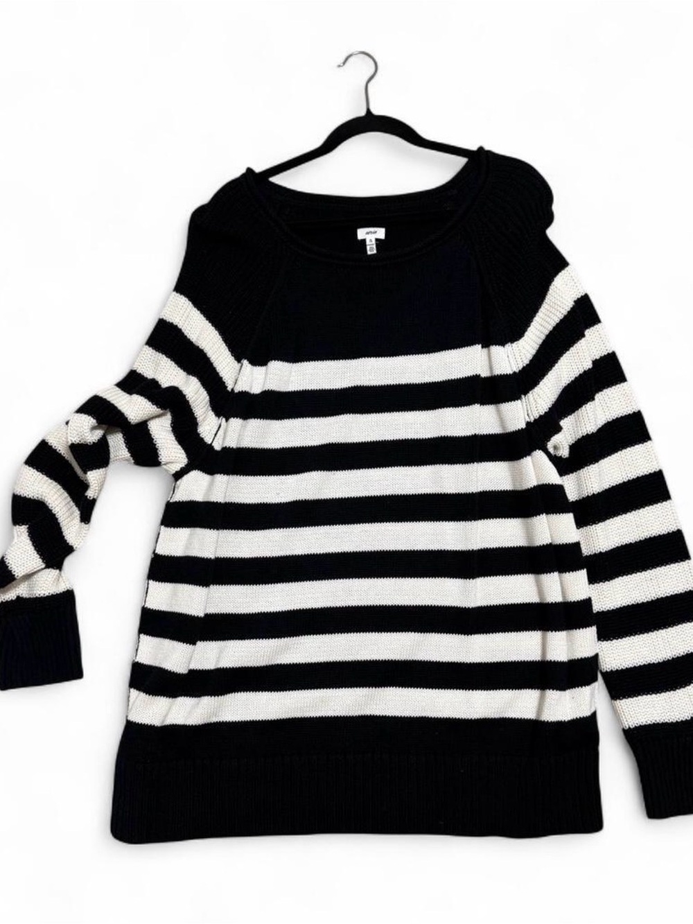 Aerie Striped Black & White Crewneck Sweater - Women